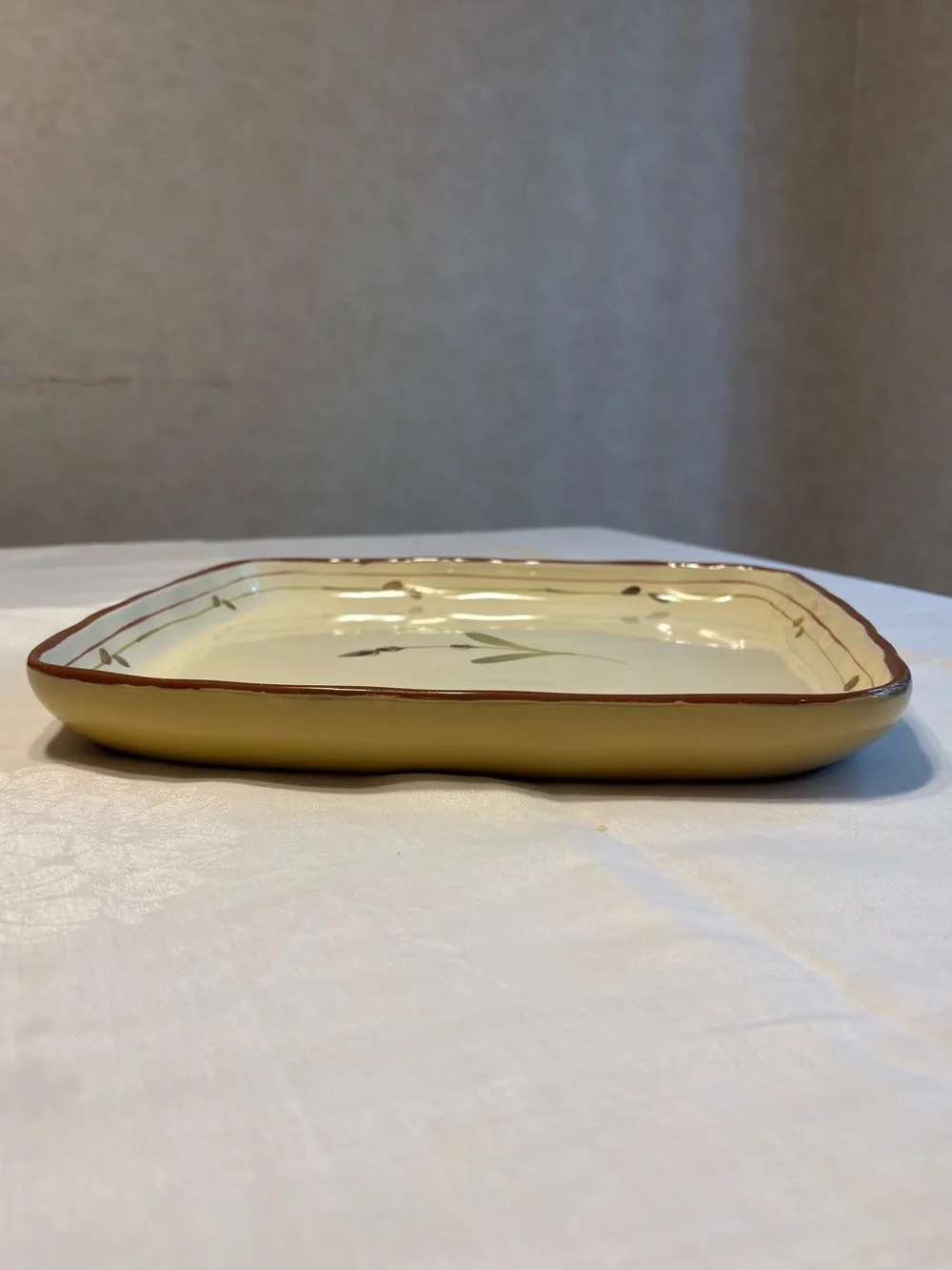 Crate and Barrel Provence Rustic Olive Branch Terracotta serving Platter